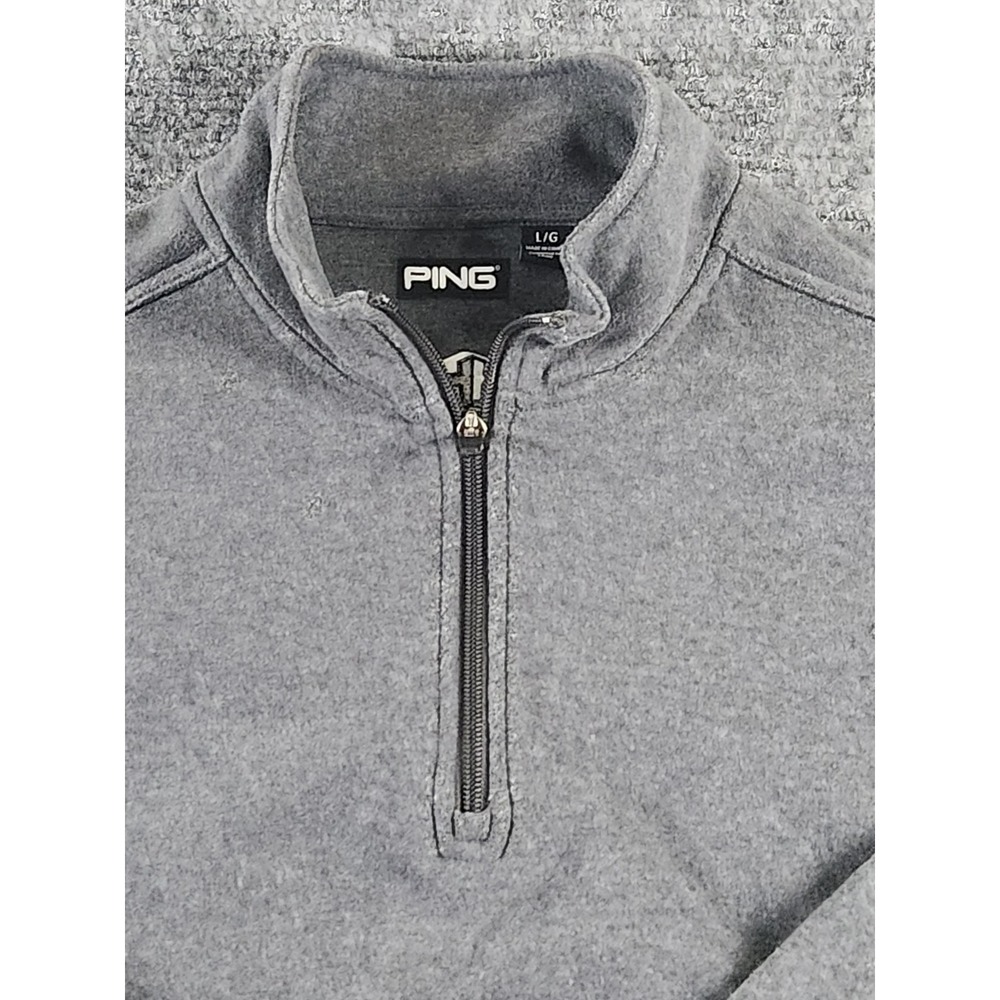 Ping Mens Gray Quarter Zip Golf Pullover Fleece Sweater Large FCA Logo L/G